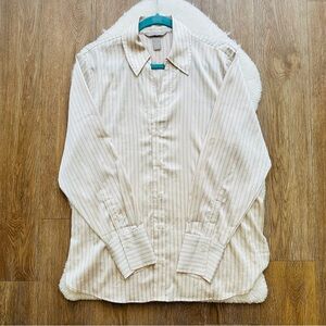 H&M Cream Pinstripe Women’s Button Down Shirt Size Large